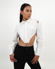 WHITE CROPPED SHIRT